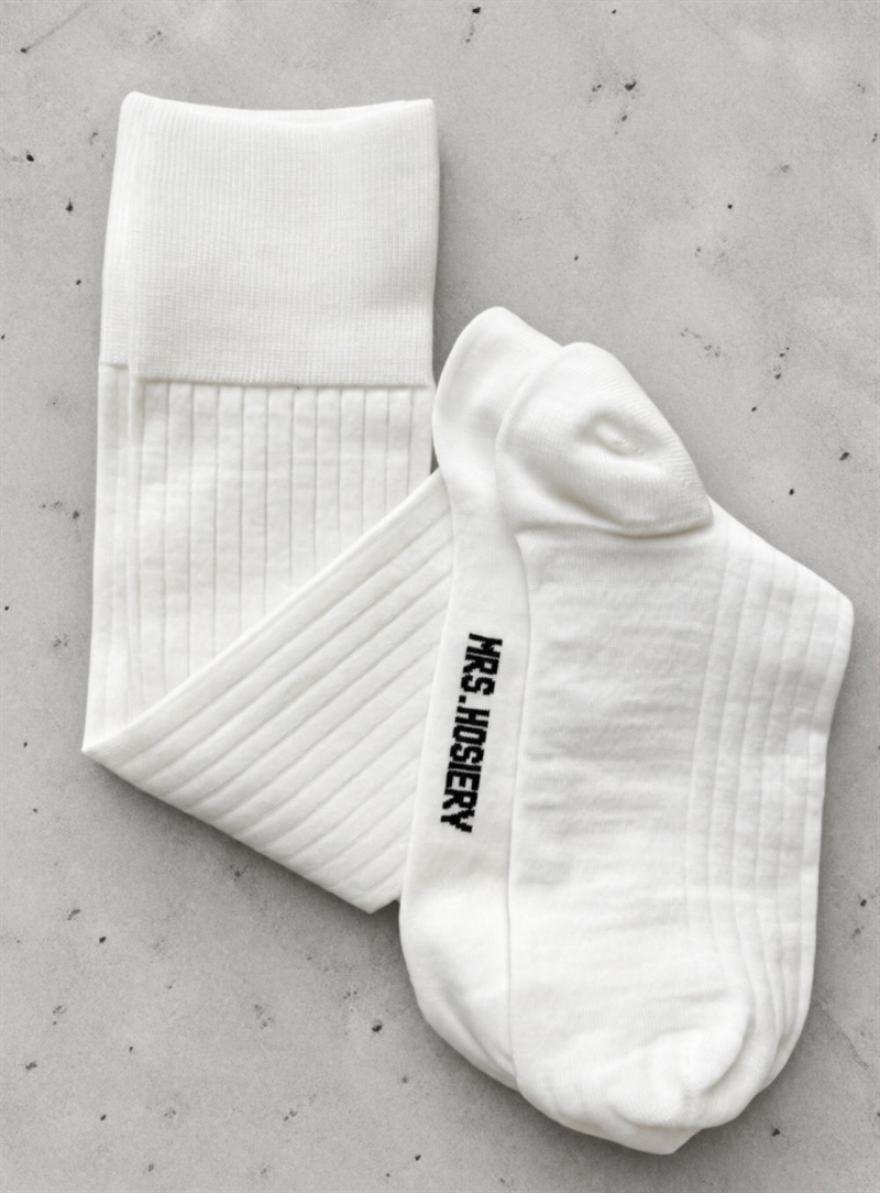 MRS. HOISERY MERINO KNEE-HIGH SOCKS OFF WHITE