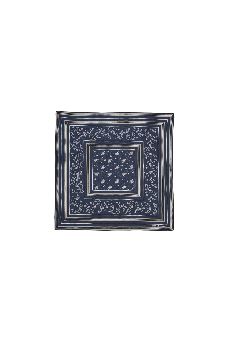 SKALL STUDIO CLASSIC SCARF 55X55 GOTS NAVY/BEIGE/CREAM