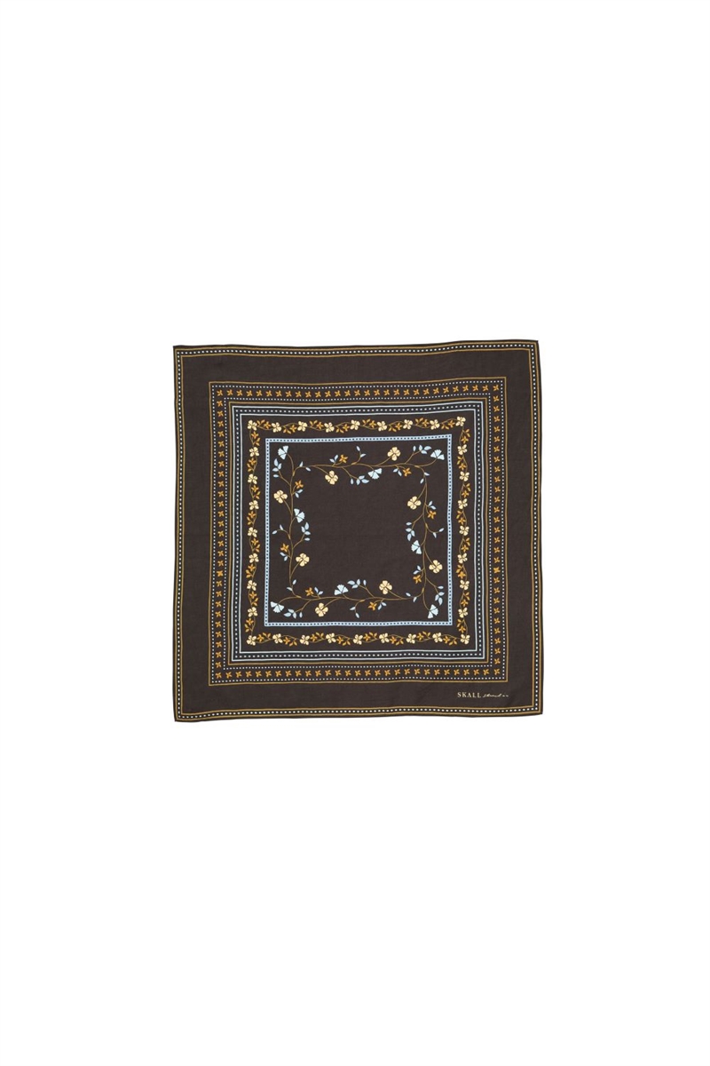 SKALL STUDIO FLORAL SCARFT DARK BROWN