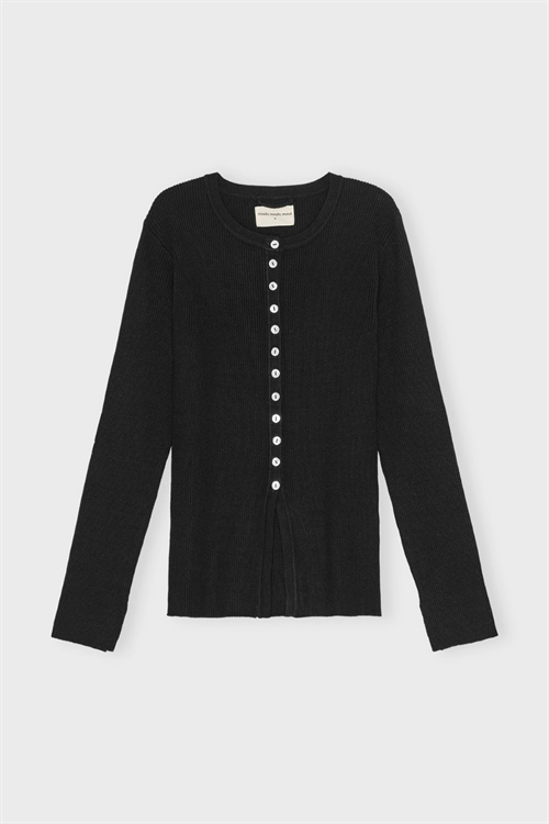 MOSHI MOSHI MIND STILL RIB CARDIGAN BLACK