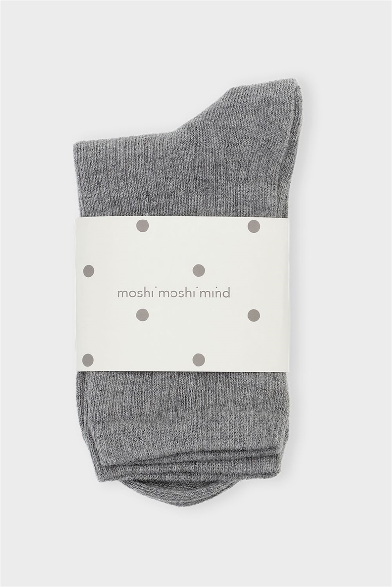 MOSHI MOSHI MIND STORY RIB SOCK GREY MELANGE