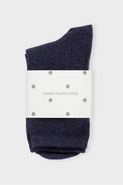 MOSHI MOSHI MIND STORY RIB SOCKS NAVY MELANGE