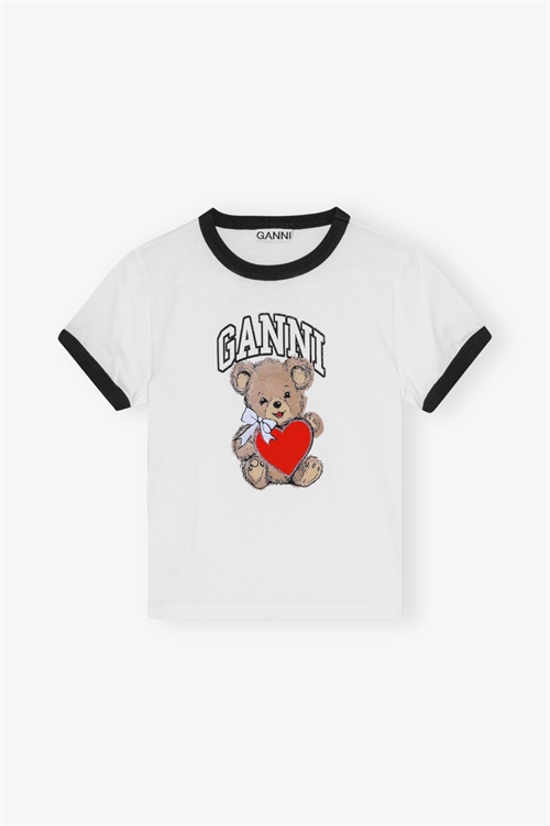 GANNI T4061 BASIC JERSEY BEAR SMALL T-SHIRT BRIGHT WHITE