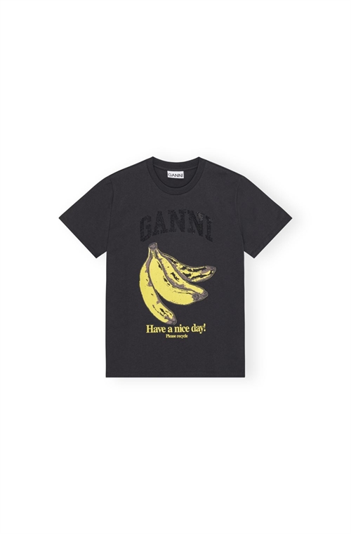 GANNI T4238 JERSEY BANANA RELAXED T-SHIRT BLACK