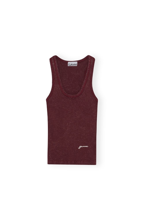 GANNI T4263 HEAVY RIB JERSEY TANK TOP PORT ROYALE