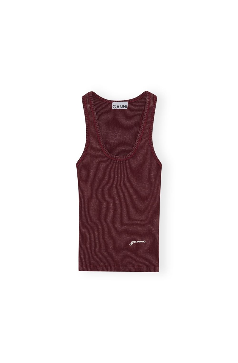 GANNI T4263 HEAVY RIB JERSEY TANK TOP PORT ROYALE