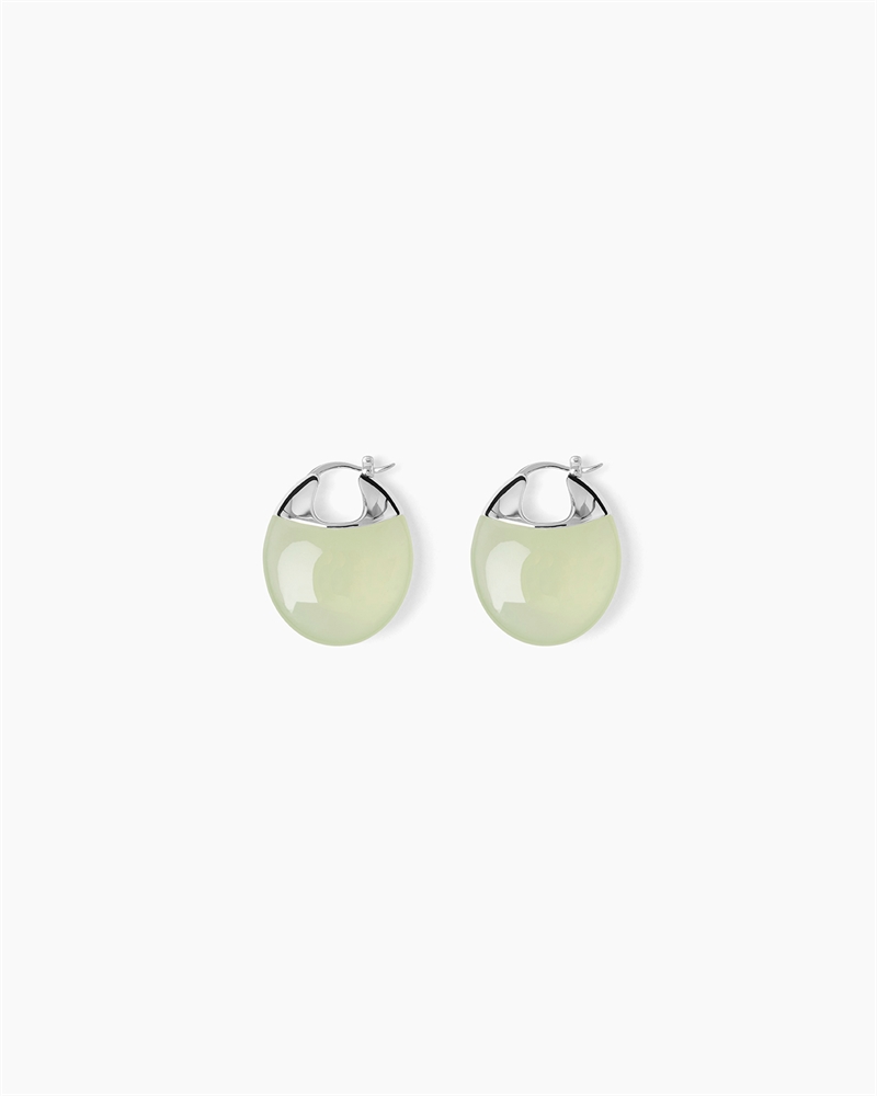 LIÉ STUDIO THE ERIN EARRINGS SILVER GREEN SERPENTINE