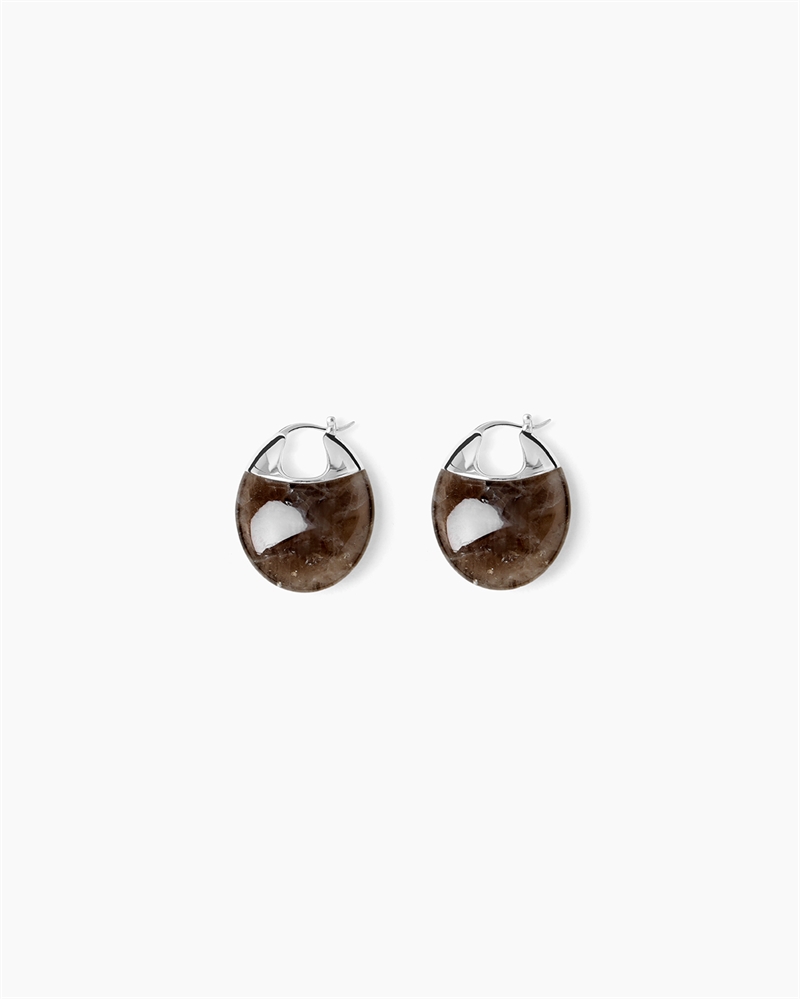 LIÉ STUDIO THE ERIN EARRINGS SILVER SMOKY QUARTZ
