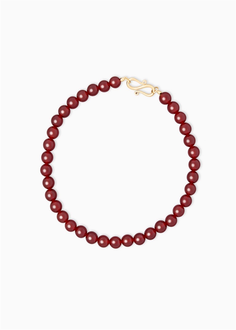 LIE STUDIO THE MARY NECKLACE RED CARNELIAN GOLD PLATING