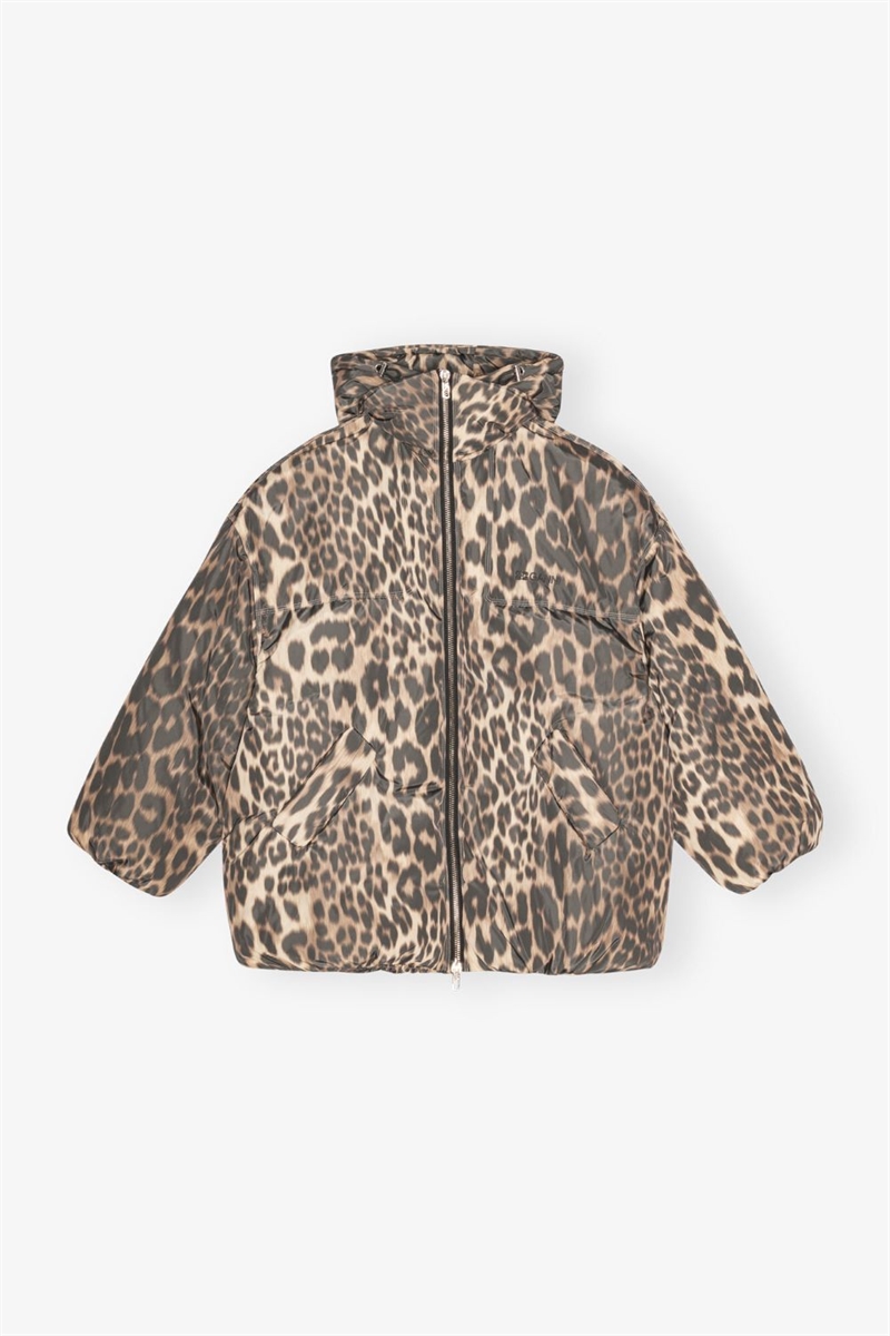 GANNI W0115 LEO PUFFERS MIDI JACKET ALMOND MILK