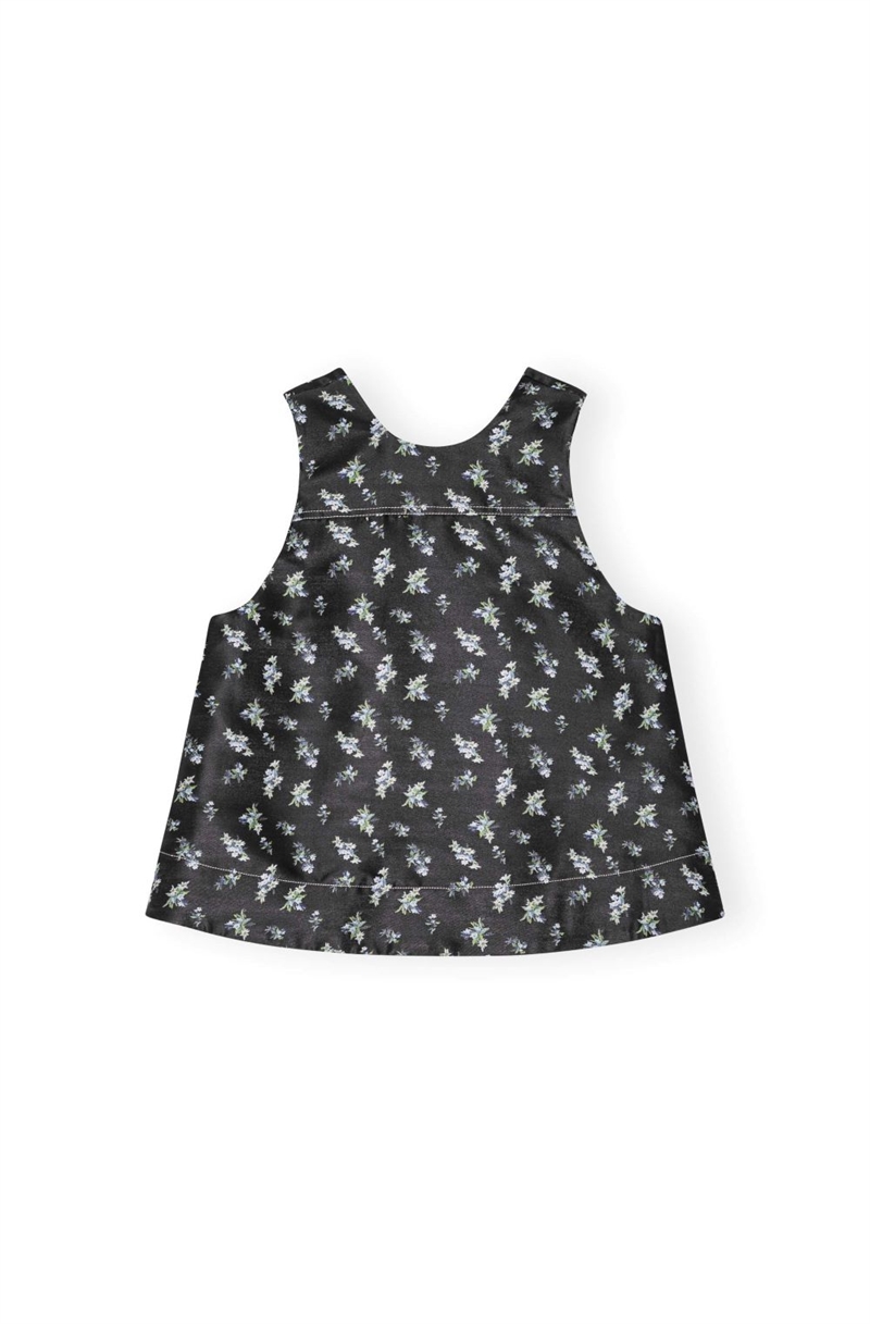 GANNI W0360 FLORAL JACQUARD SLEEVELESS TOP BLACK