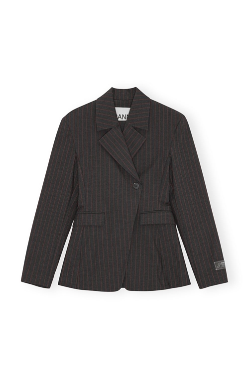 GANNI W0578 STRETCH STRIPE BLAZER PHANTOM