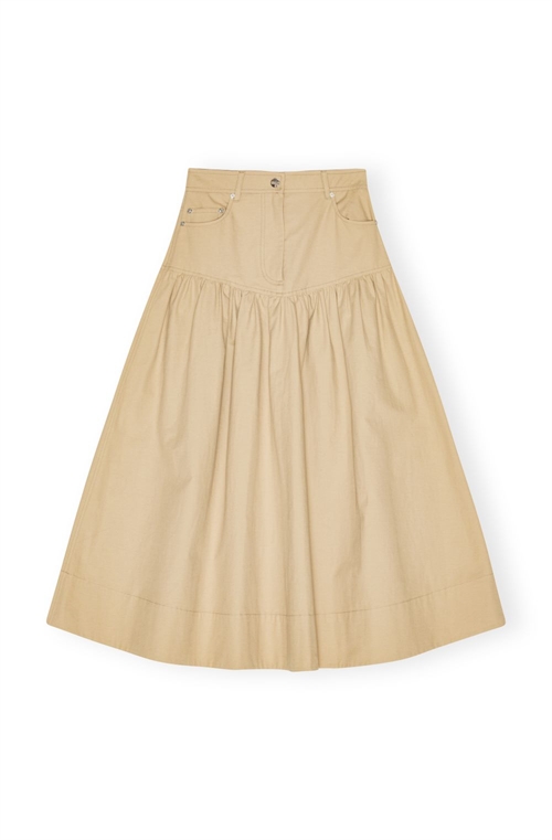 GANNI W0620 CLASSIC SUMMER SUITING LONG SKIRT PALE KHAKI