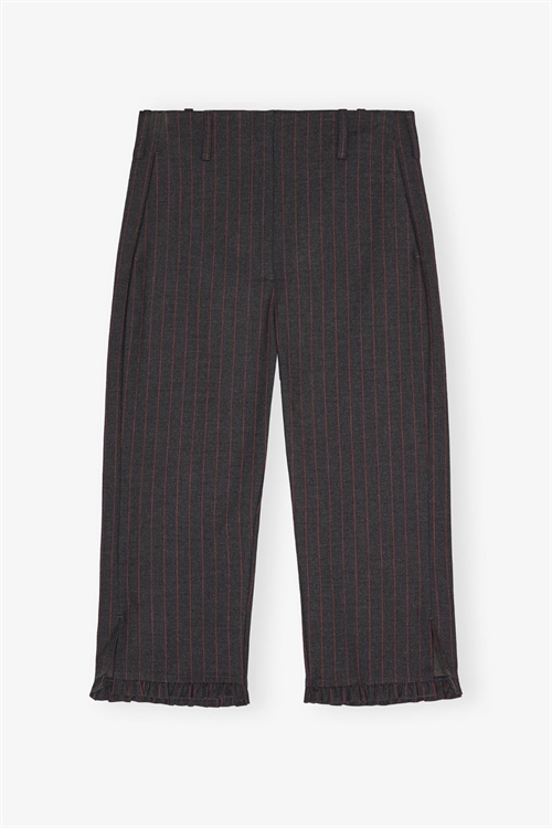GANNI W0672 STRETCH STRIPE TAILORING CAPRI PANTS PHANTOM