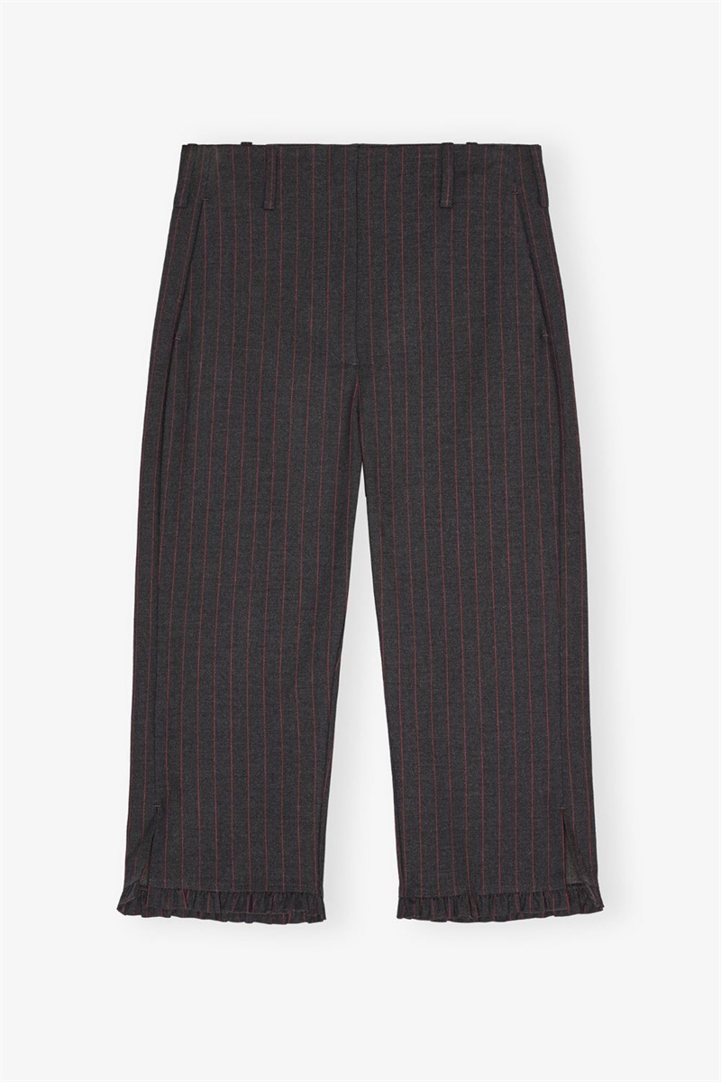 GANNI W0672 STRETCH STRIPE TAILORING CAPRI PANTS PHANTOM