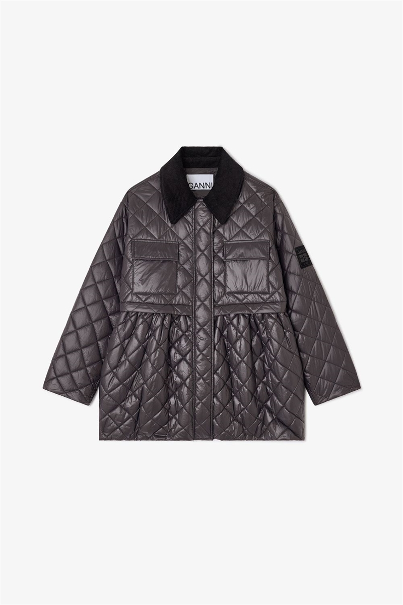 GANNI W0964 QUILTET MIDIJAKKE PHANTOM