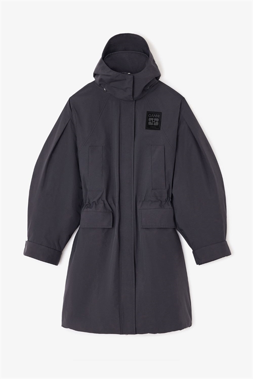 GANNI W1012 RIPSTOP TRI-LAYER PARKA COAT PHANTOM