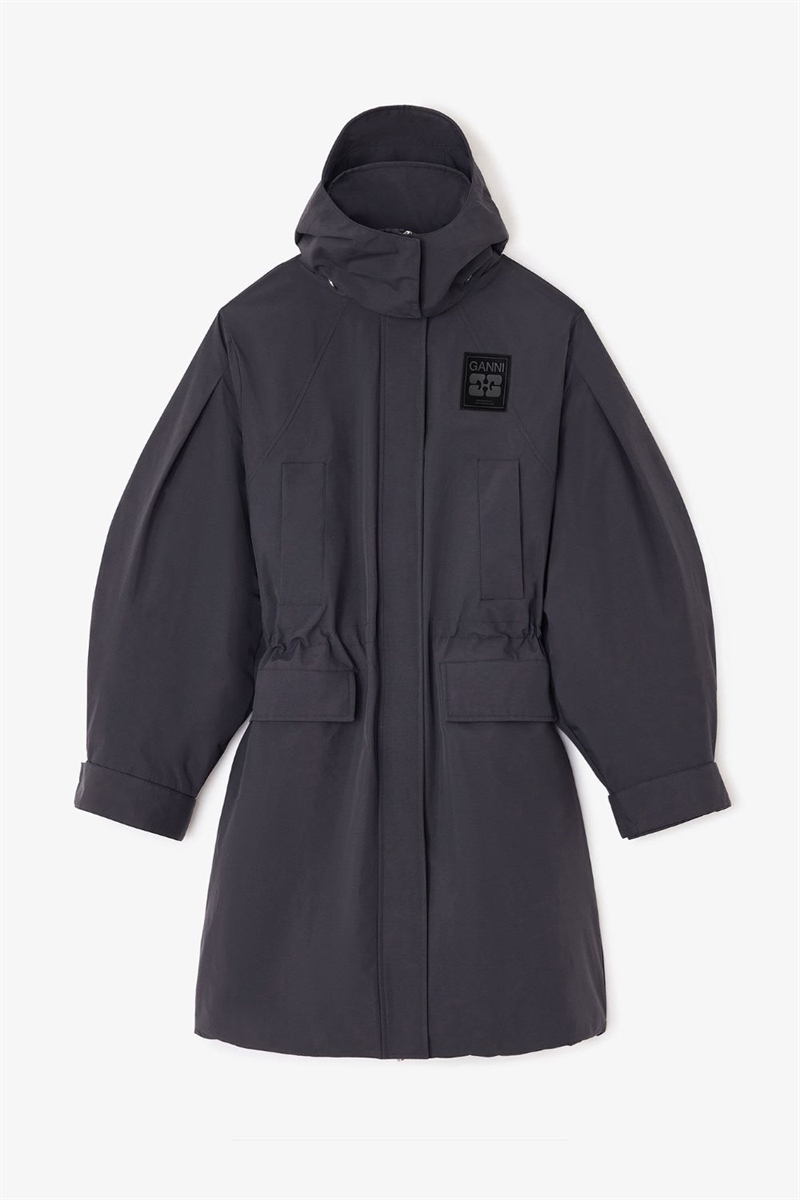 GANNI W1012 RIPSTOP TRI-LAYER PARKA COAT PHANTOM