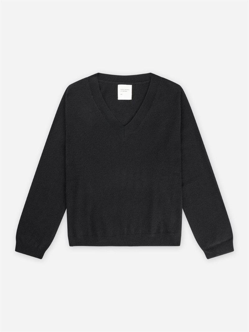 PEOPLES REPUBLIC OF CASHMERE WOMENS OVERSIZED V-NECK BLACK