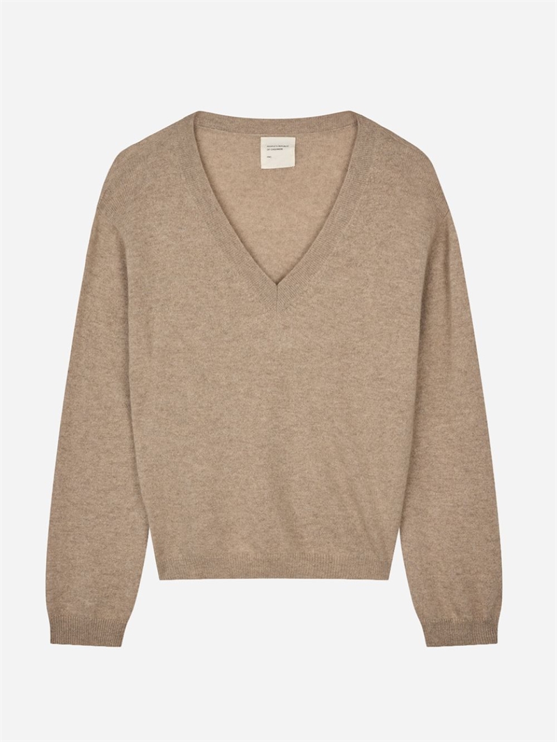 PEOPLES REPUBLIC OF CASHMERE WOMENS OVERSIZED V-NECK TOAST