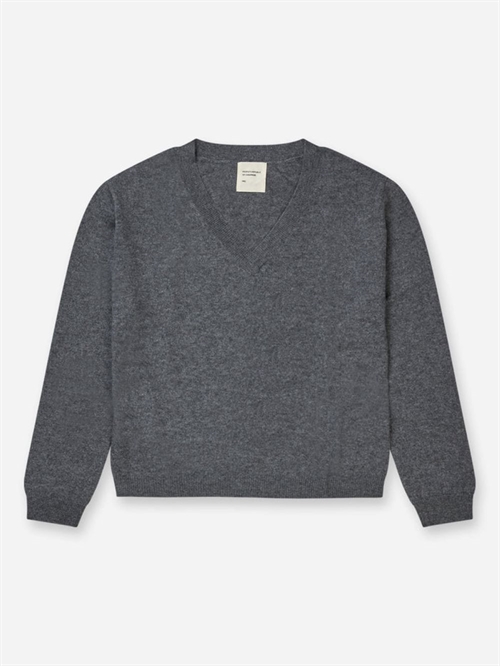 PEOPLES REPUBLIC OF CASMERE WOMENS OVERSIZED V-NECK HEATHER GREY