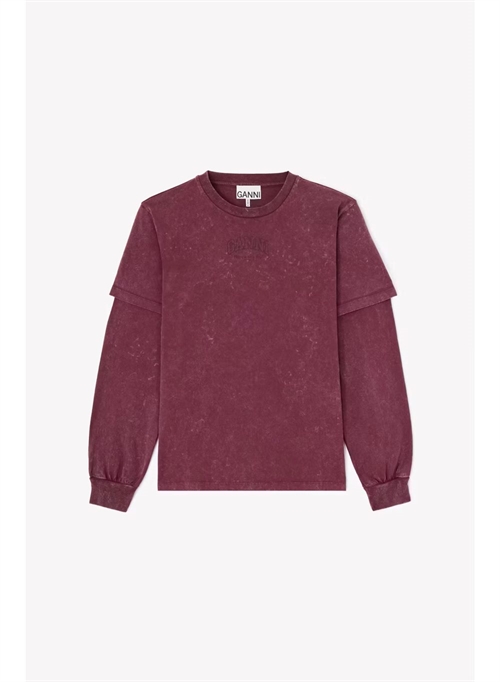 GANNI A1050166 FUTURE HEAVY JERSEY DOUBLE SLEEVE PORT ROYALE