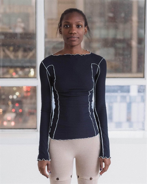 BASERANGE OMATO LONG SLEEVE TEE MURANO NAVY