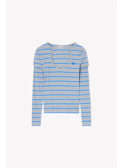 GANNI A1040483 V NECK LONGSLEEVE STRONG BLUE