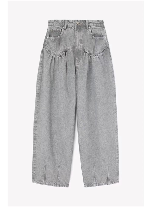 GANNI A1190034 RIGID DENIM CORSET JEANS LIGHT GREY STONE