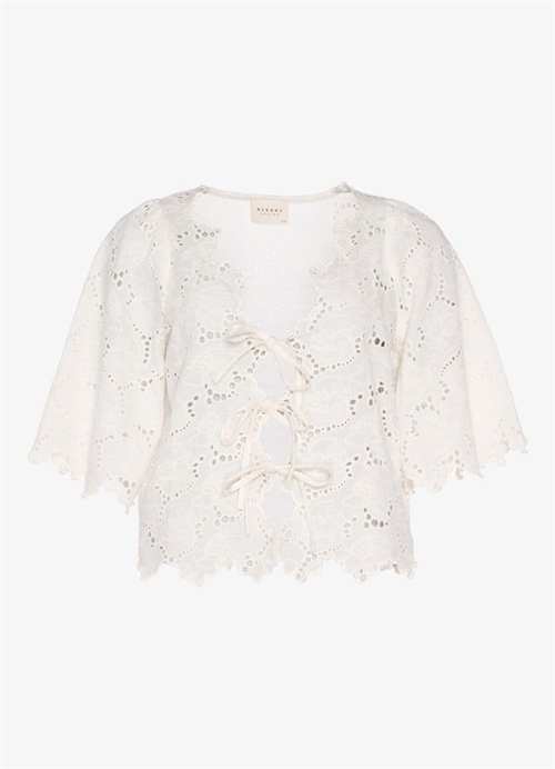 SISSEL EDELBO EDDIE LEFTOVER BRODERIE ANGLAISE TOP WHITE SWAN